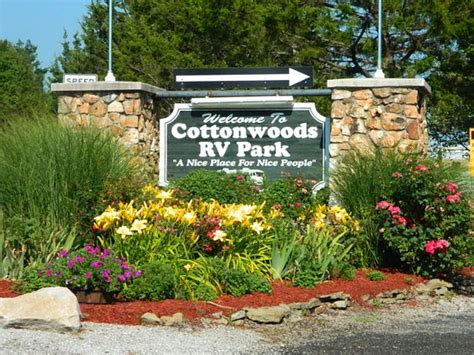 cottonwoods rv park  exterior appearance and location in relation to park spaces, and interior appearance
